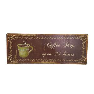 Coffee Shop Open 24 Hours Metal Wall Hanging Sign Rustic Hobby Lobby 15" x 5 3/4